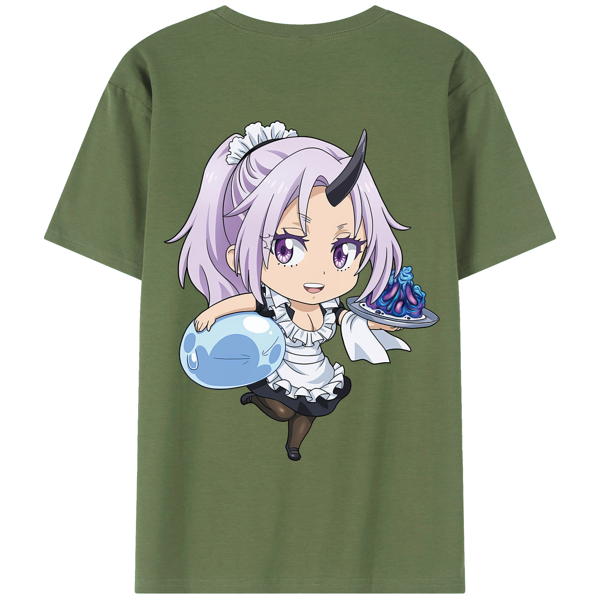 （画像用） 転スラ Regarding Reincarnated to Slime 綿100％ メンズ半袖Tシャツ（バックプリント） 通気性